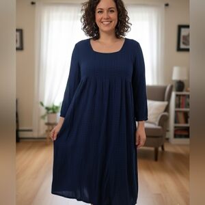 Elegant Long Sleeve Navy Dress